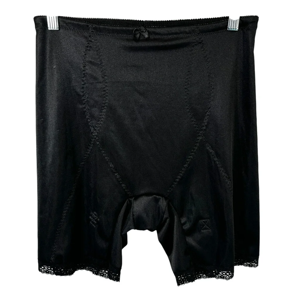Shapewear Shorts XXL Control Shorts Style 826‎ Black Lace Trim Satin Tummy 701